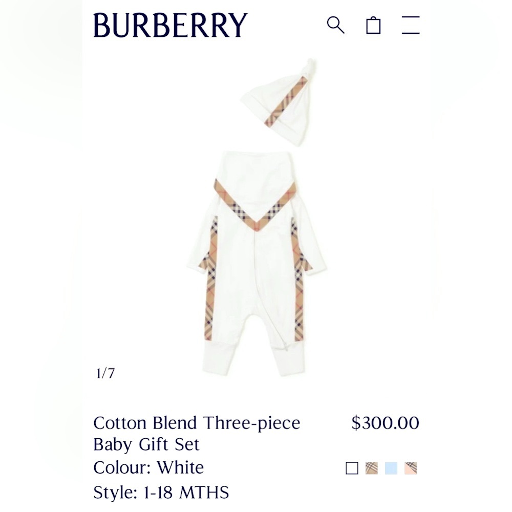 Burberry set with bib and hat.